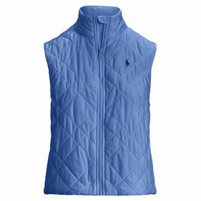 Ralph Lauren Tech Terry Quilted Hybrid Full-Zip Golf Vest Summer Blue - SP25 Women Down Stuffed