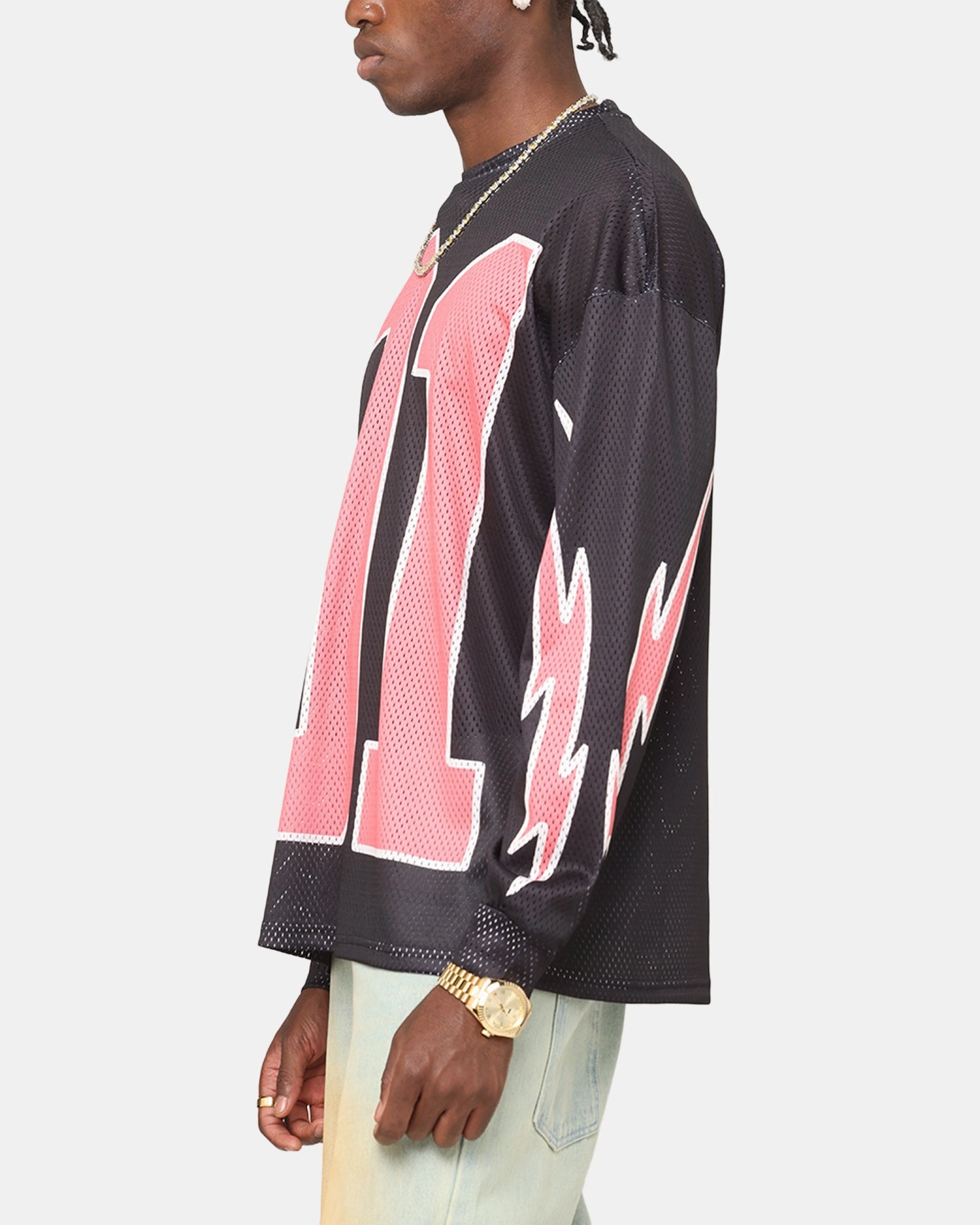 Criminal Damage 91 Mesh Long Sleeve T-Shirt Caviar Airflow Channel Design stain resistant coating