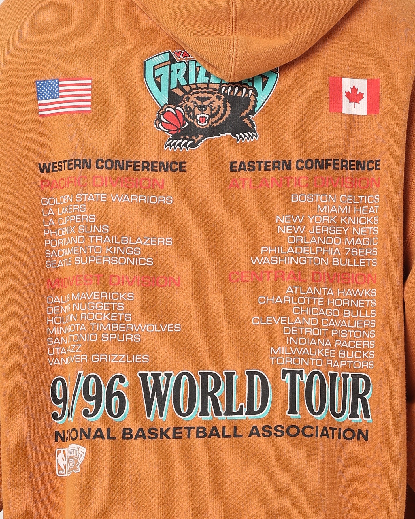 Preppy Anti Pilling Mitchell & Ness Vancouver Grizzlies Tour Hoodie Bronze