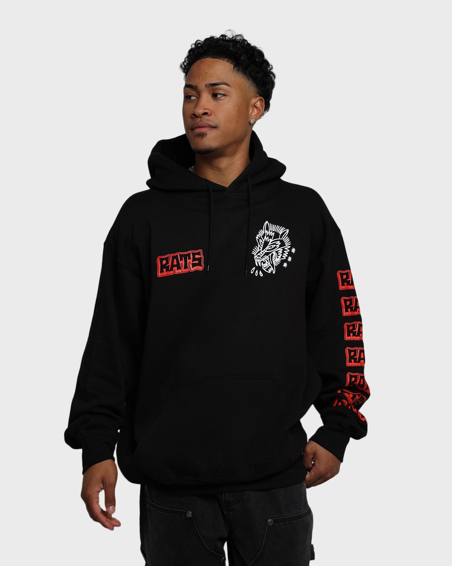 Teens Fade Resistant Rats Get Fat Baphomet Hoodie Black