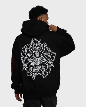 Trendy Accessory Rats Get Fat Baphomet Hoodie Black