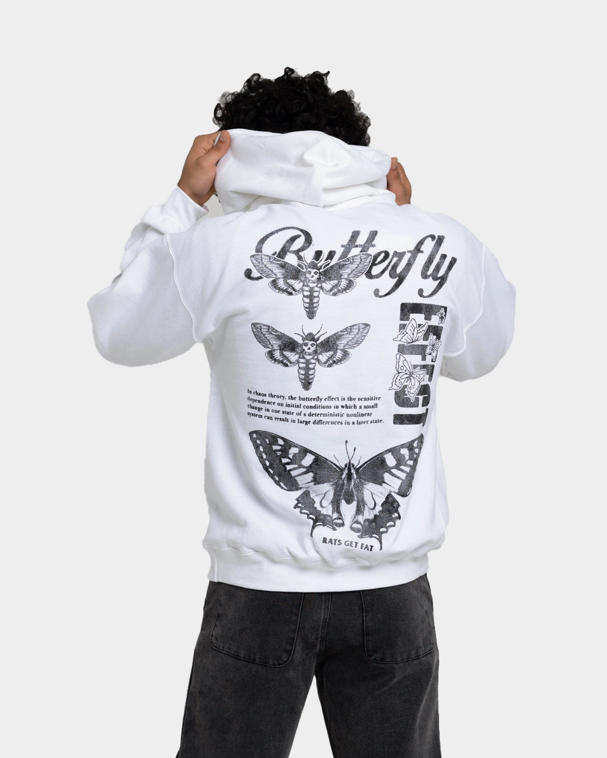 Insulated Layer Smart Casual Rats Get Fat Butterfly Effect Hoodie White