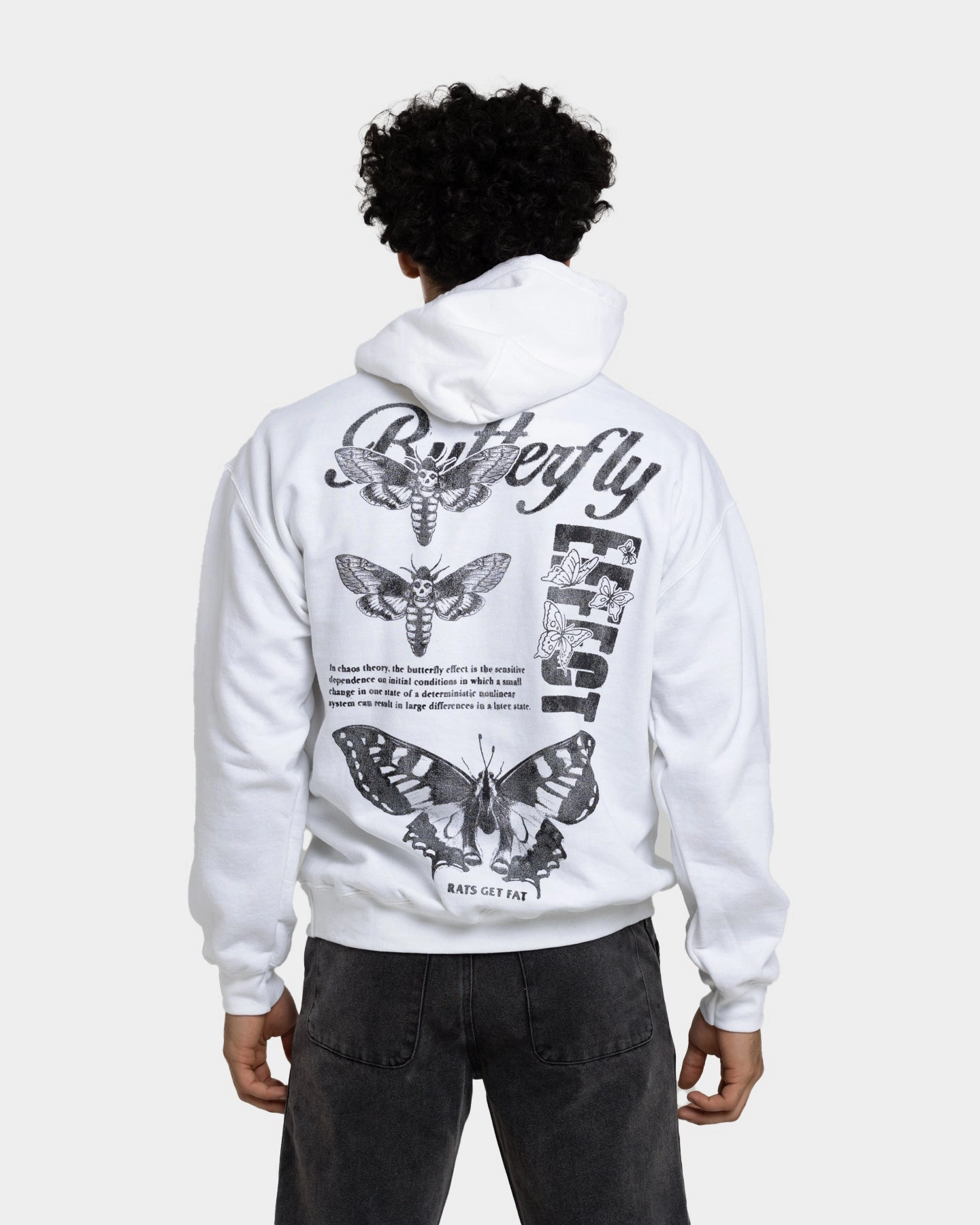 Rats Get Fat Butterfly Effect Hoodie White hip length