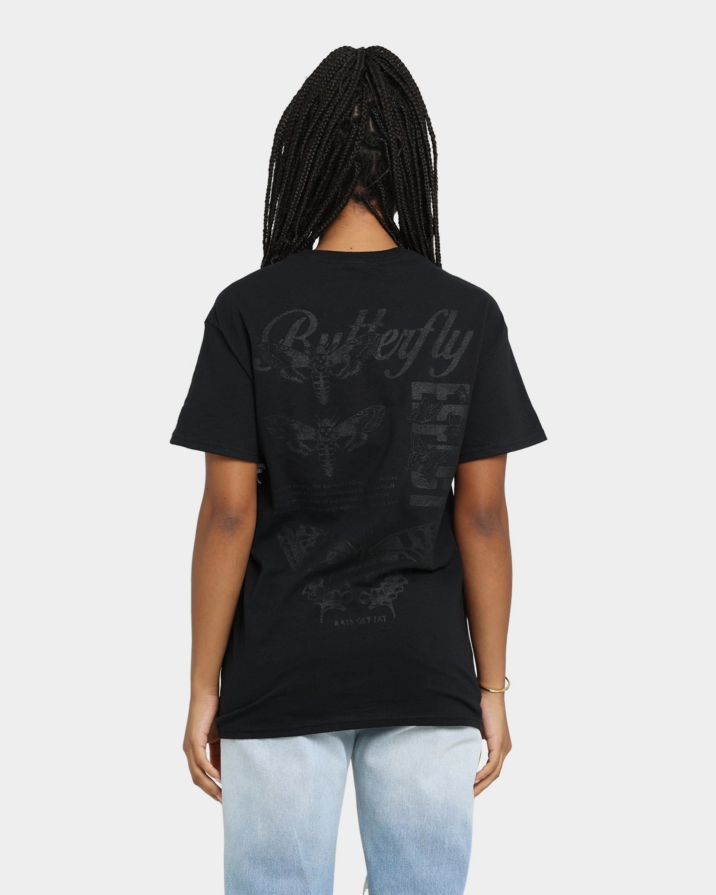 Rats Get Fat Butterfly Effect Vintage T-Shirt Black/Black Low Environmental Impact Plus size clothing