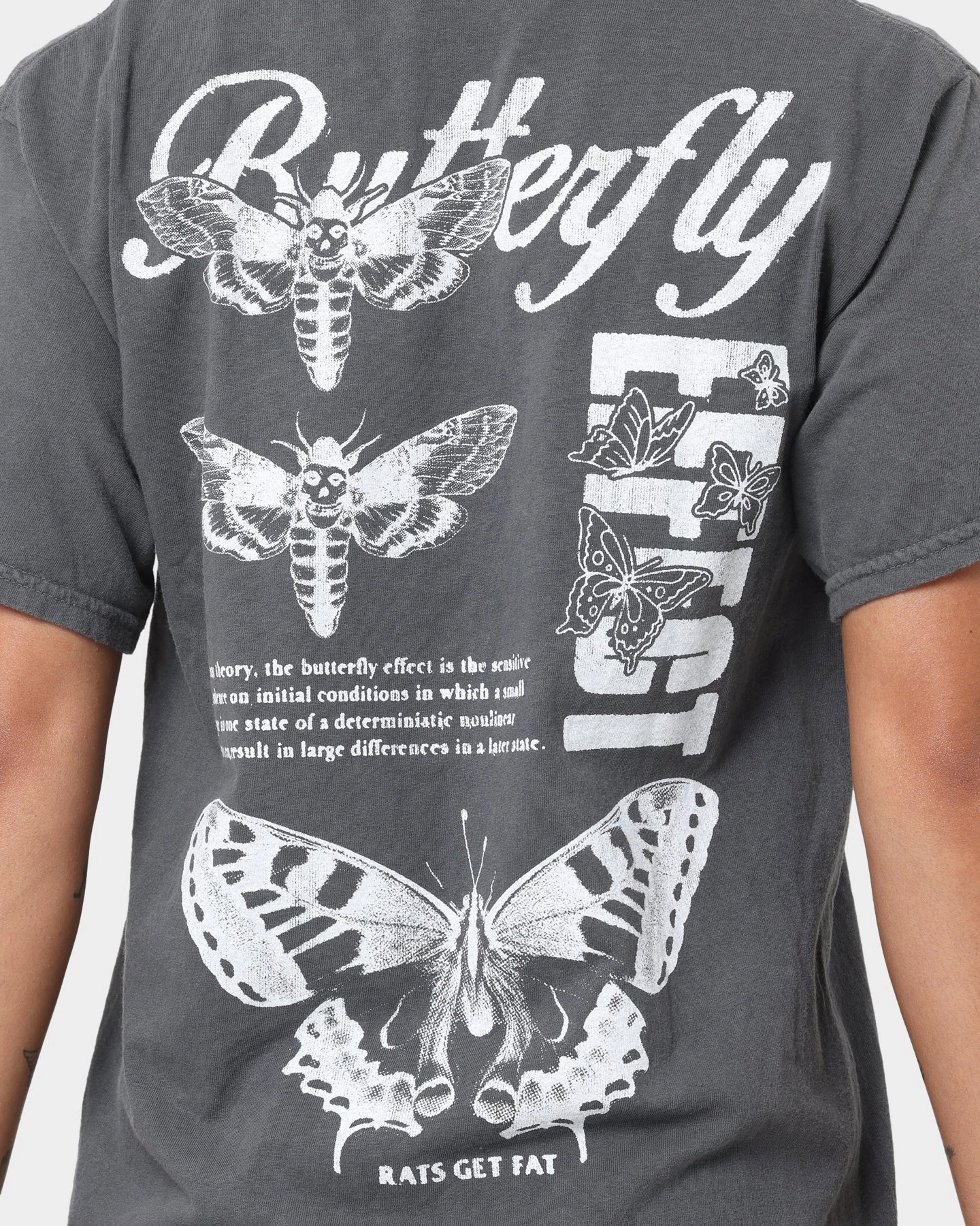 Rats Get Fat Butterfly Effect Vintage T-Shirt Off Black Comfy Apparel