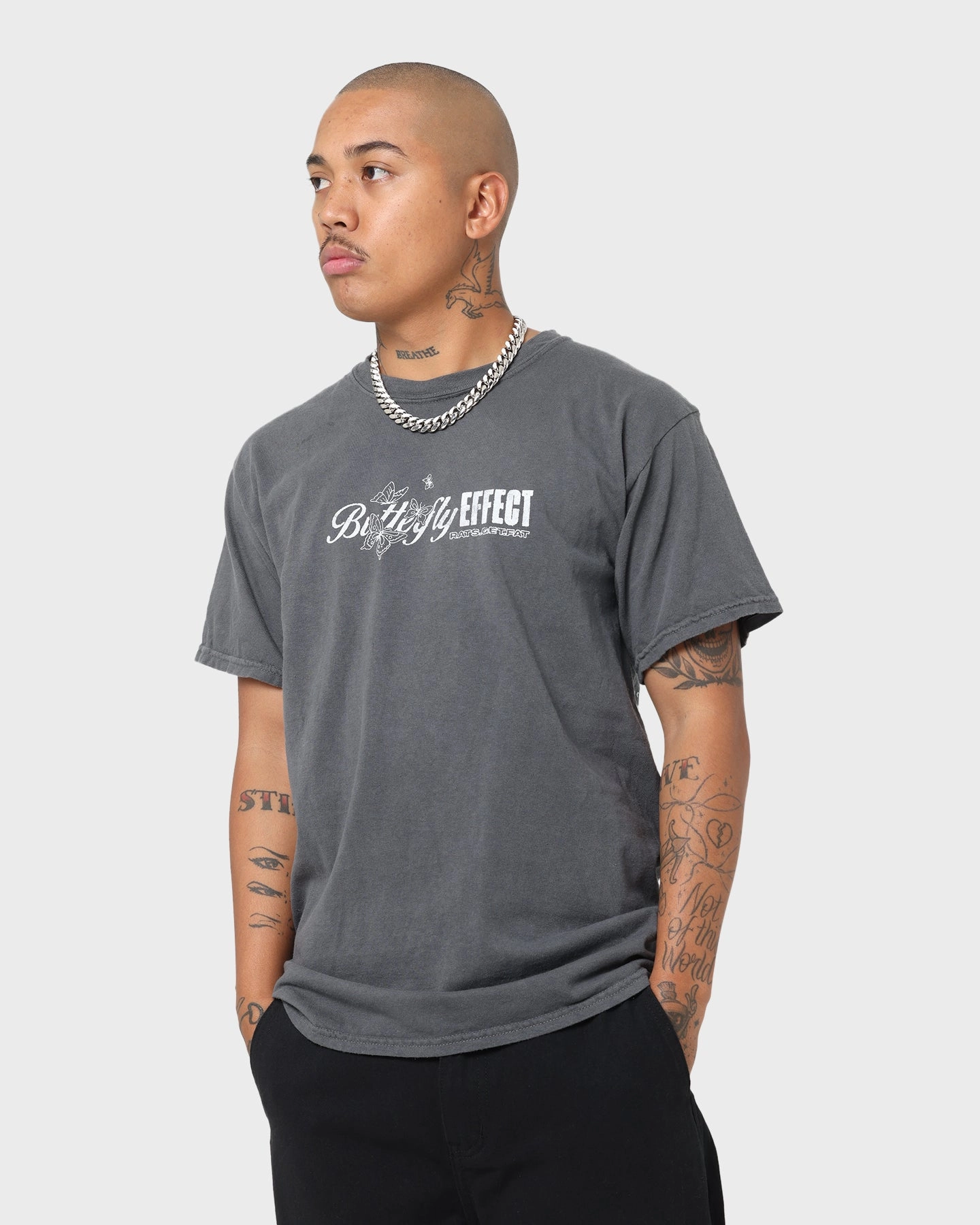Rats Get Fat Butterfly Effect Vintage T-Shirt Off Black Weekend Fashion