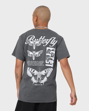 Effortless Wear Rats Get Fat Butterfly Effect Vintage T-Shirt Off Black