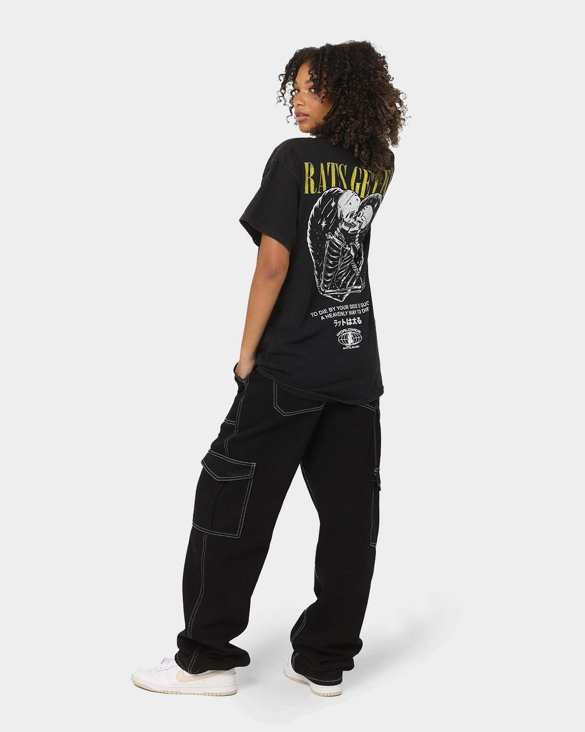 Rats Get Fat By Your Side Vintage T-Shirt Black Wash Travel Style Trend