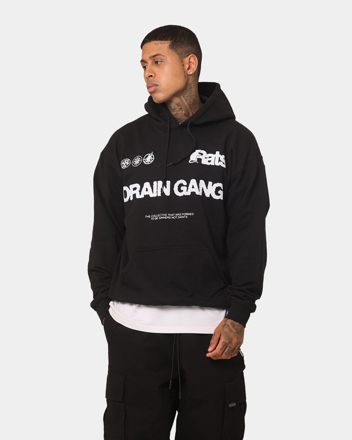 Rats Get Fat Drain Gang Hoodie Black work - from - home Smooth Zipper Action