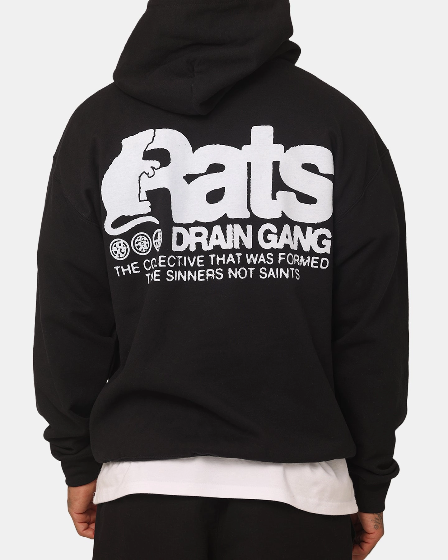 Rats Get Fat Drain Gang Hoodie Black Sticker Describe