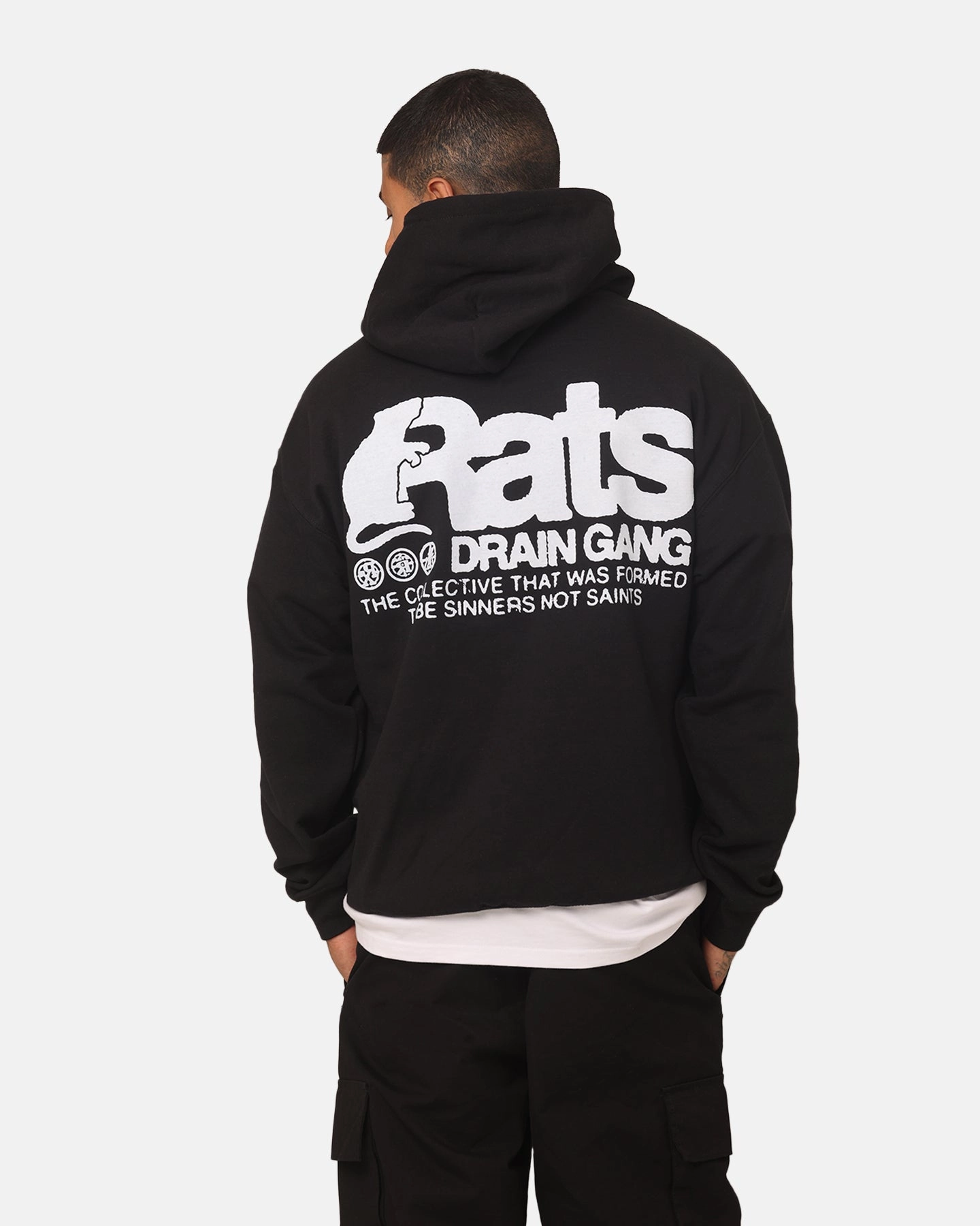 Rats Get Fat Drain Gang Hoodie Black Double Layered Insulation