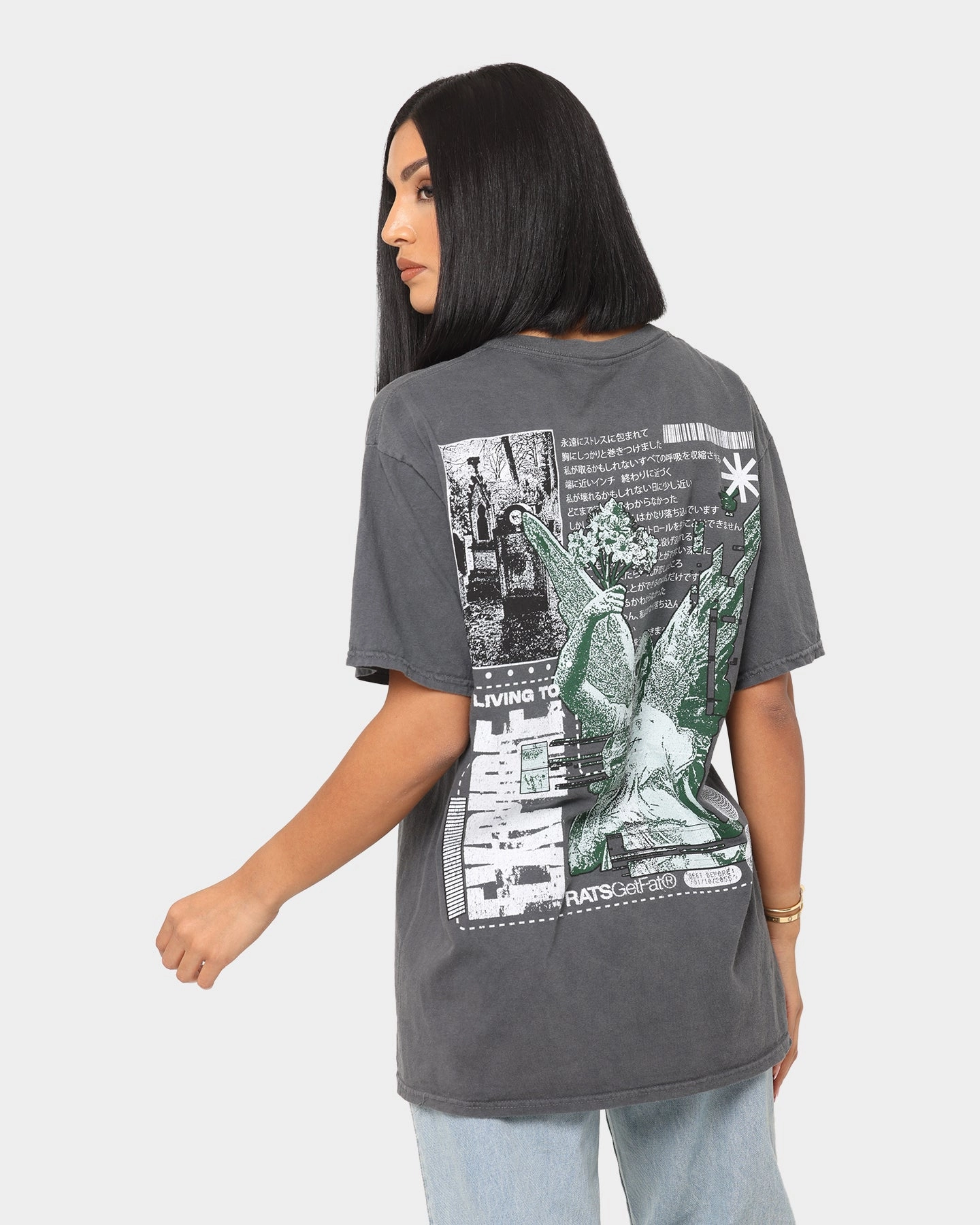 Rats Get Fat Expire Vintage T-Shirt Off Black Brushed Interior Lining Raw Edge Hem