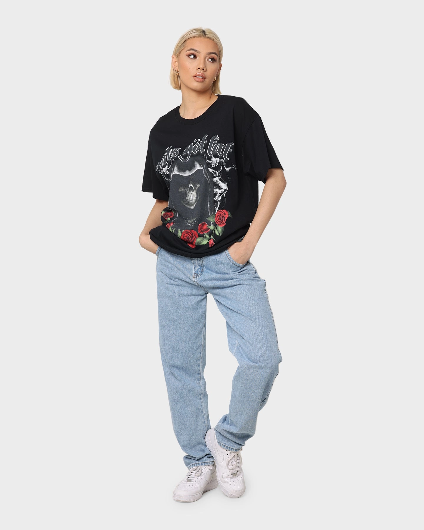 Chafe Free Armhole Rats Get Fat Motor Rats Vintage T-Shirt Black