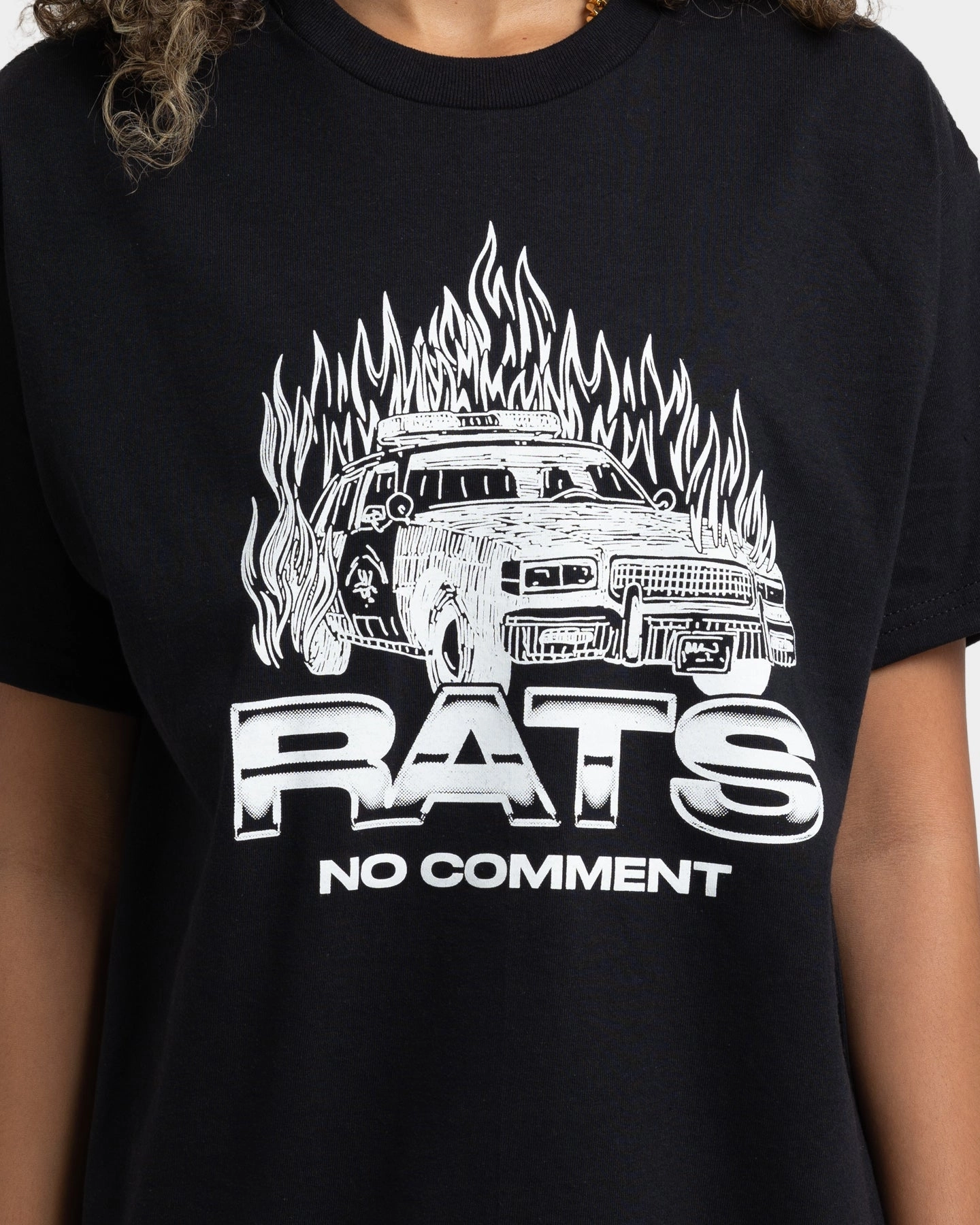 Pastel color Classic Cut Rats Get Fat No Comment T-Shirt Black