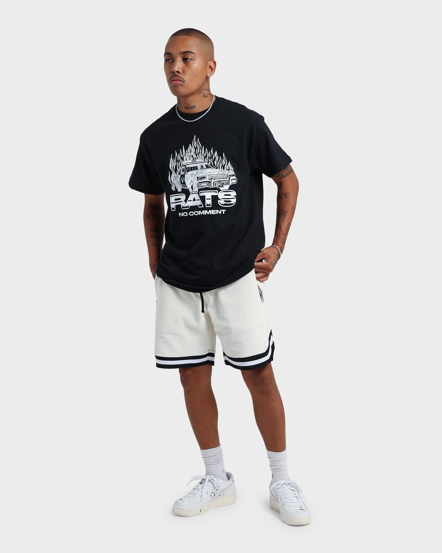 Rats Get Fat No Comment T-Shirt Black Summer cool Outdoor Style