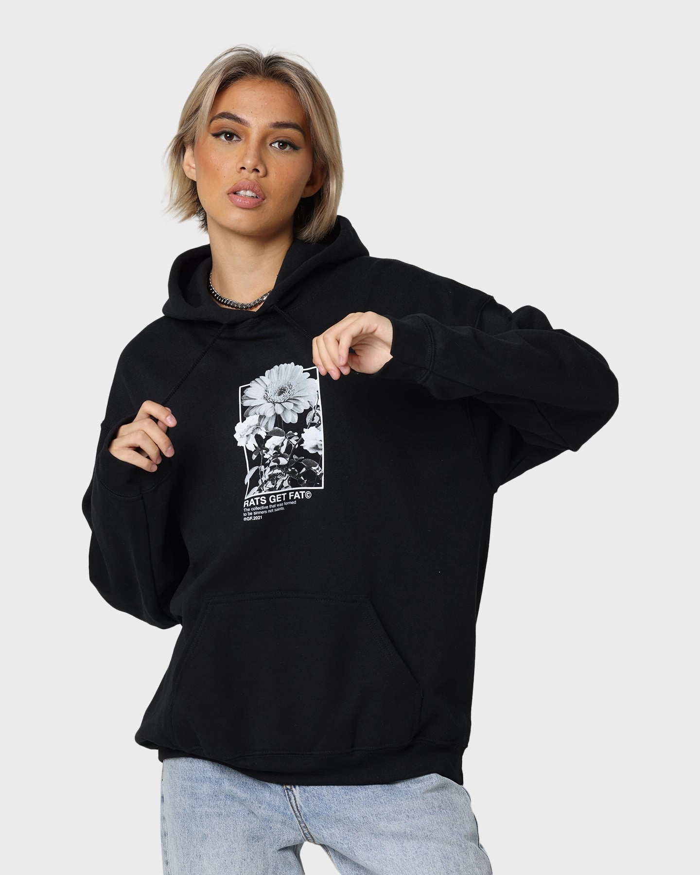 Rats Get Fat Paint Flower Hoodie Black Child