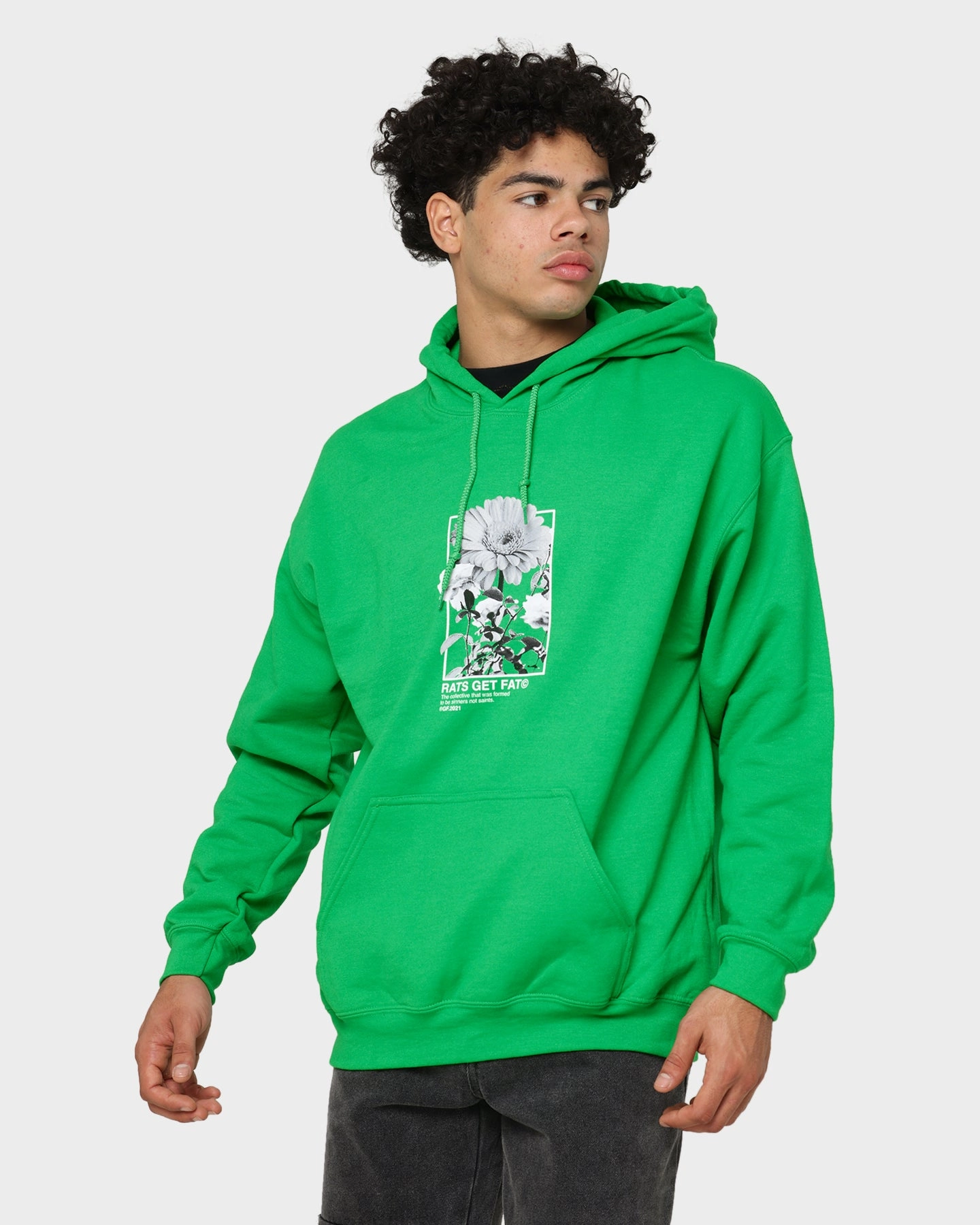 beach scene Rats Get Fat Paint Flower Hoodie Green