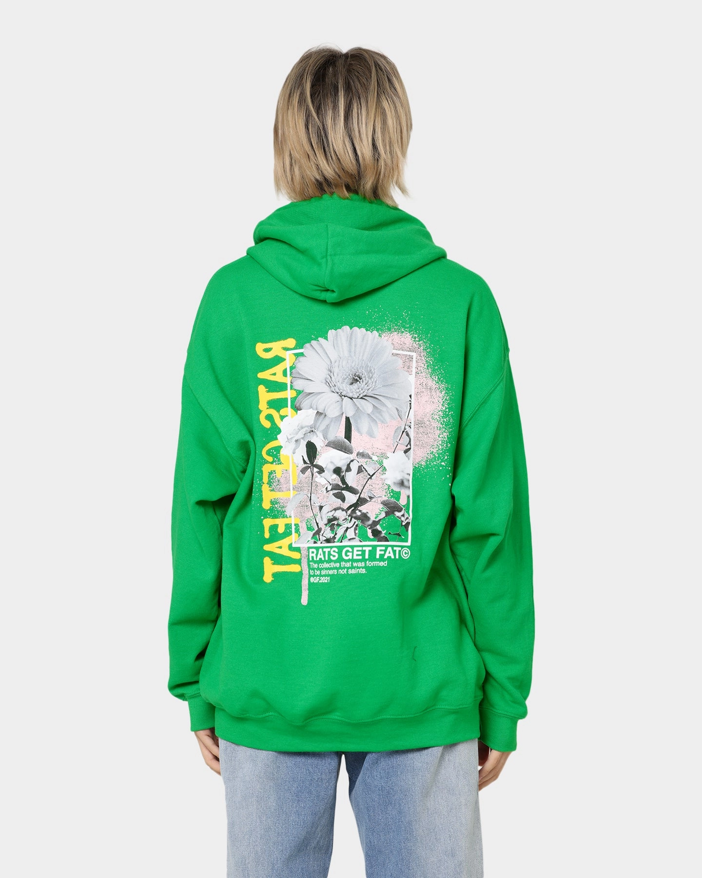 Rats Get Fat Paint Flower Hoodie Green Relax Bond