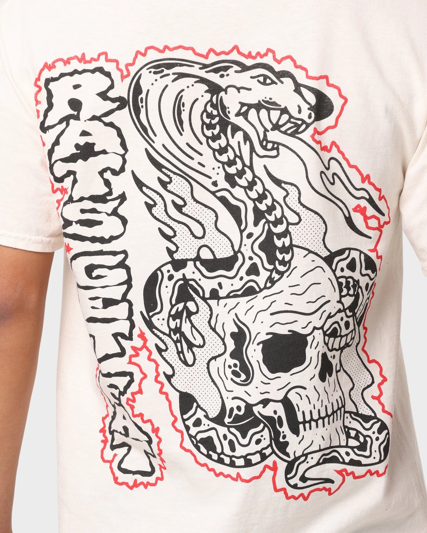 Basic Layer Rats Get Fat Serpent Vintage T-Shirt Off White