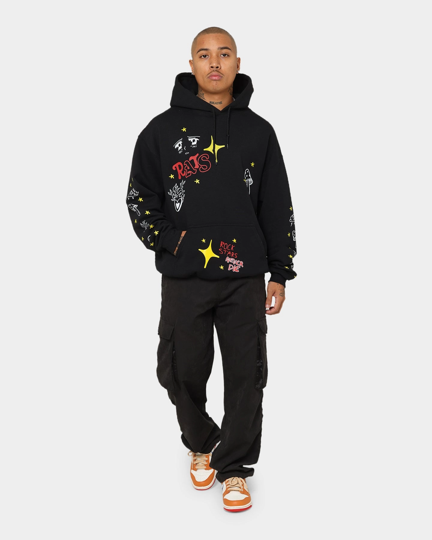 Rats Get Fat Sinners Hoodie Black Noise Free Material Taped Zippers