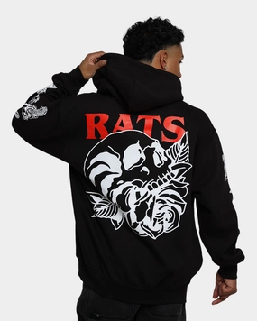 Probability Support Rats Get Fat Skull Rose Hoodie Black