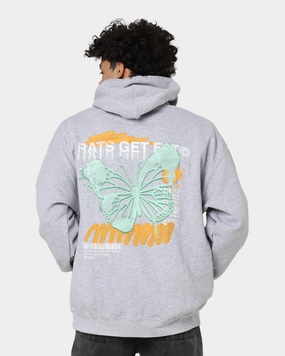 Quick Dry Technology Rats Get Fat Spray Butterfly Hoodie Grey