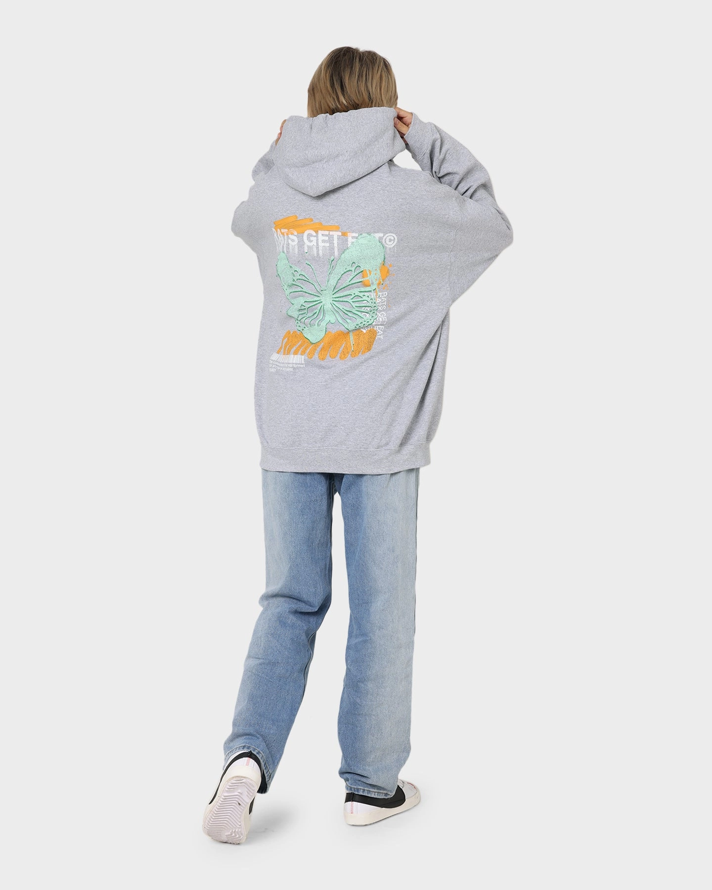 Rats Get Fat Spray Butterfly Hoodie Grey suitable for work uniforms