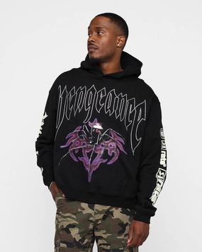 Rats Get Fat Vengeance Rhinestone Hoodie Black Slimming