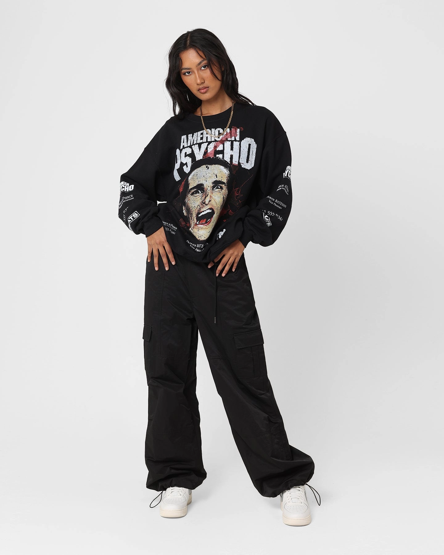 Rats Get Fat X American Psycho American Psycho Crewneck Black Good stretch Summer cool