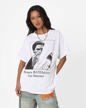 Rats Get Fat X American Psycho Vice President T-Shirt White Stylish and Easygoing