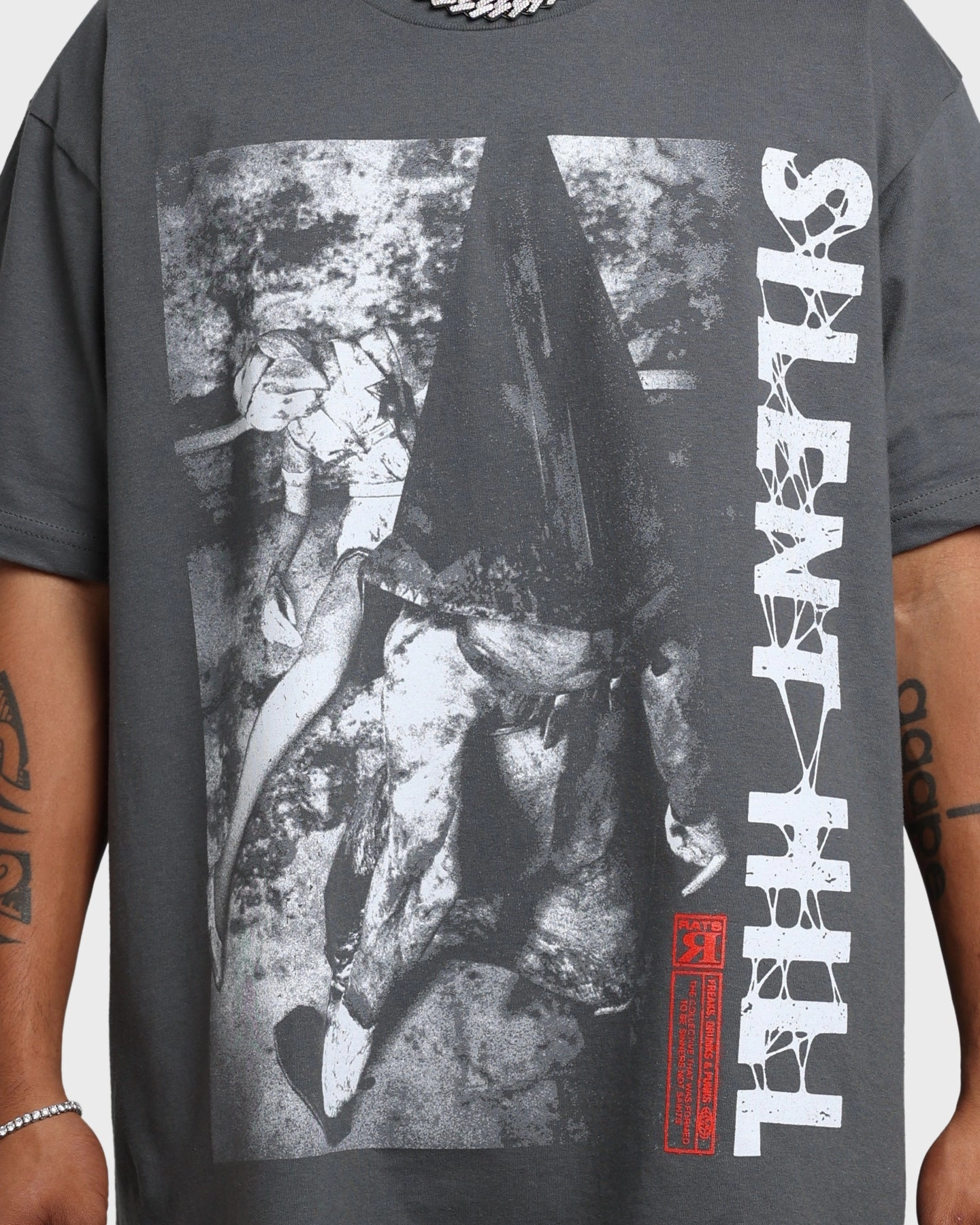 Rats Get Fat X Silent Hill  Silent Hill T-Shirt Charcoal Oversized Cut