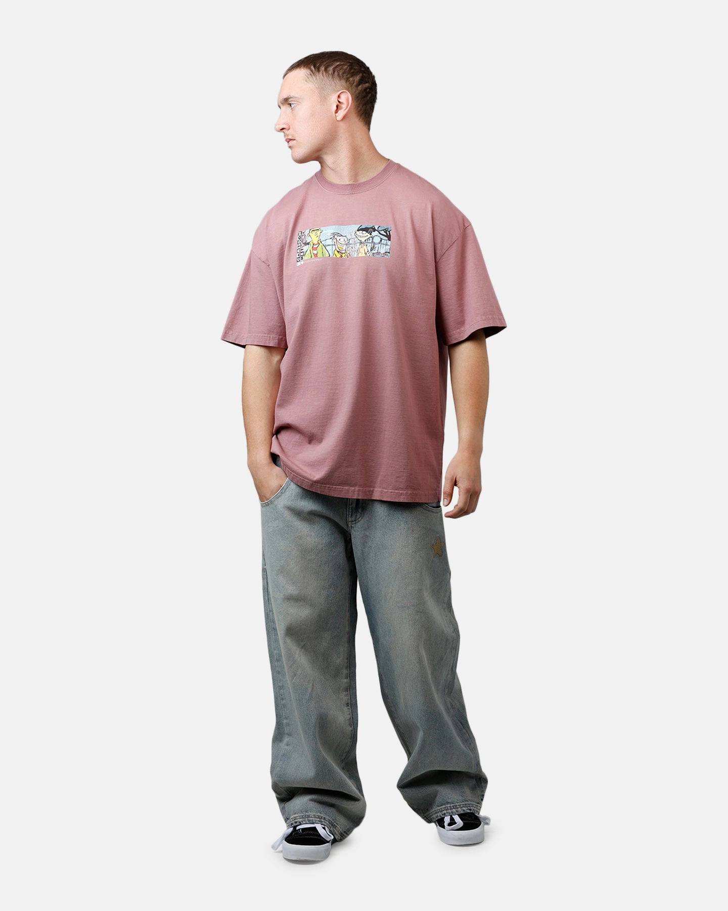 73 Studio X Cartoon Network Ed Edd N Eddy Grail Vintage T-Shirt Ash Rose casual and comfortable