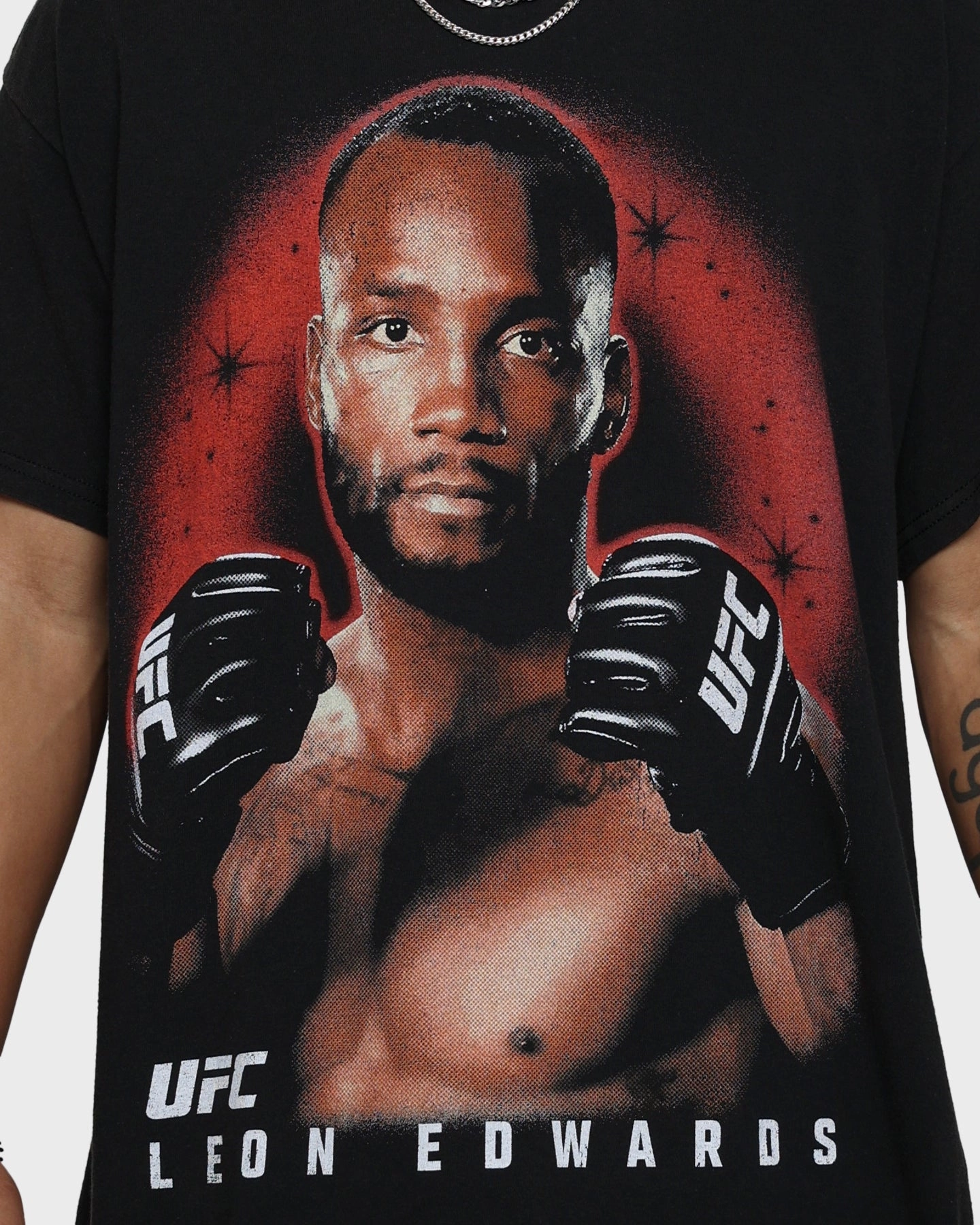 Summer Casual Layering Options UFC By Goat Crew Leon Edwards Vintage T-Shirt Black Wash