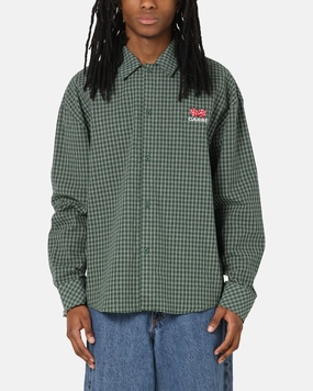 Weekend Outing Carre Motion Long Sleeve Button Up Shirt Green Check