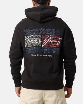 Tommy Jeans TJM Relax Washed DNA Hoodie Black TearResistant Ripstop Nylon Storm Resistant Closure