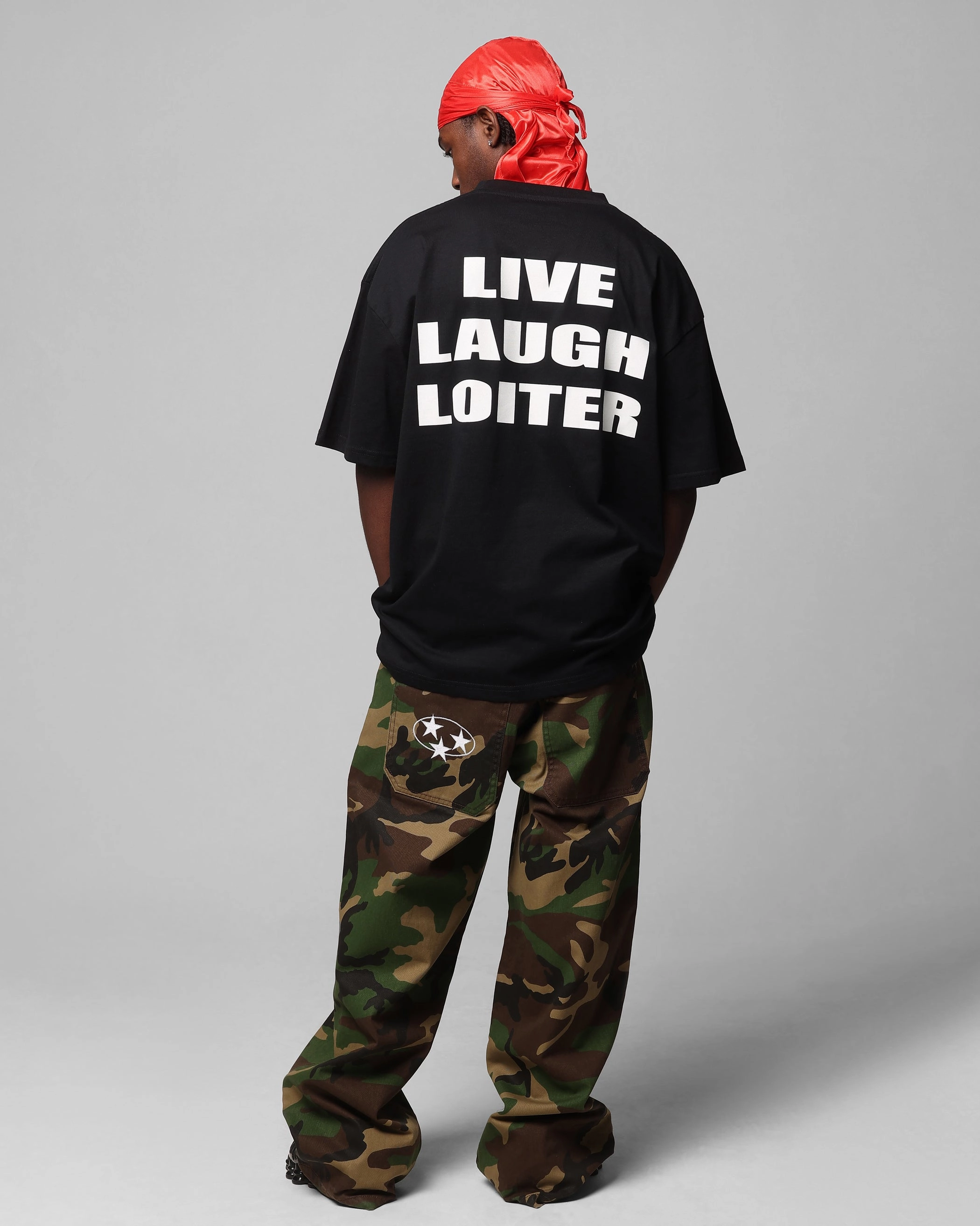 Loiter Live Laugh Love Drop T-Shirt Black Essential Wear