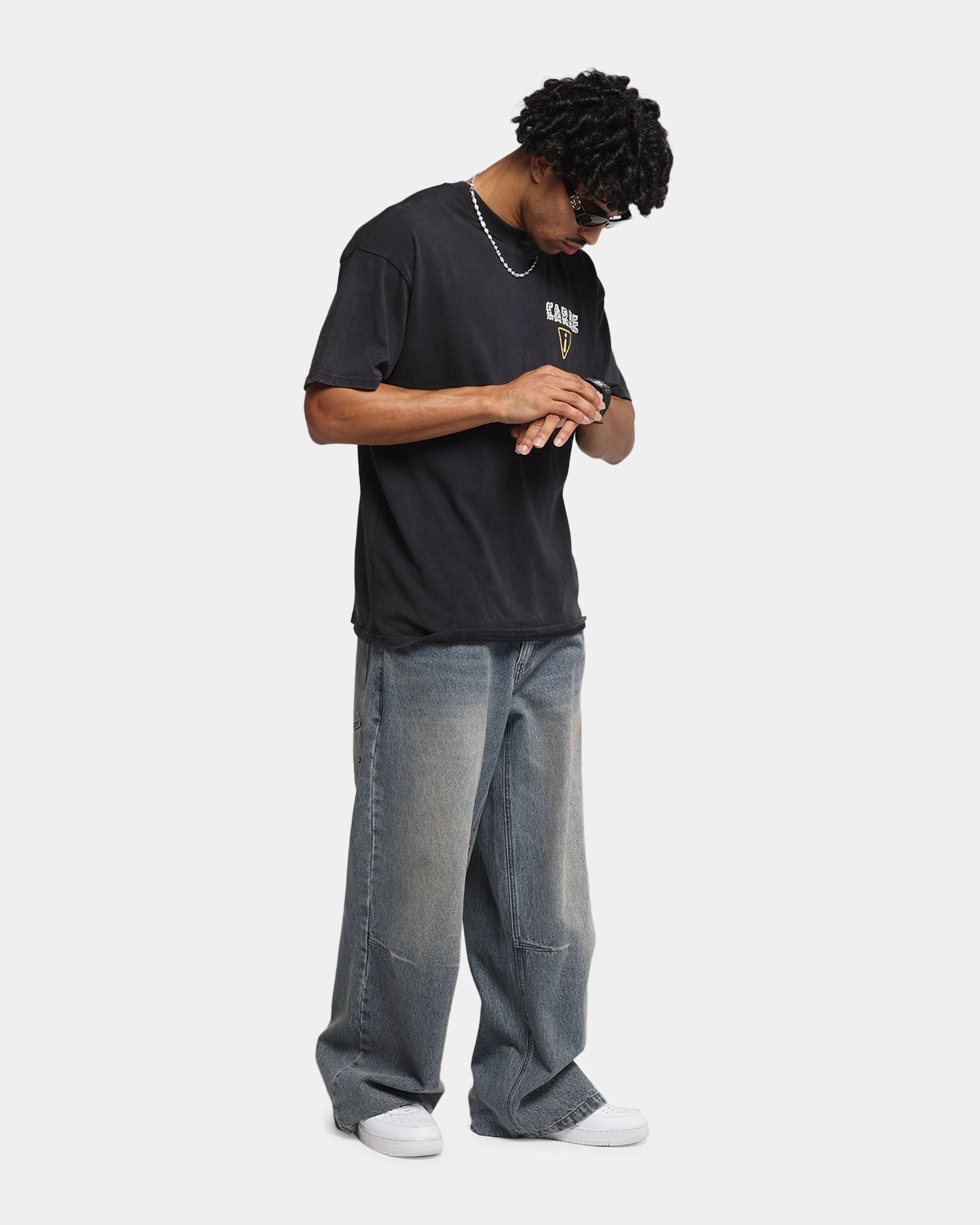 Autumn coziness Carre Construction T-Shirt Black Acidwash