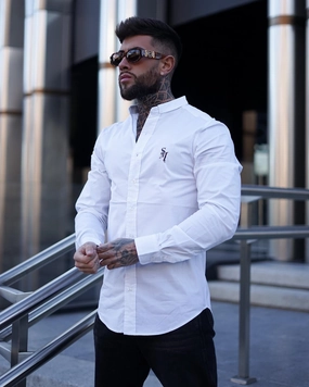 Striped style natural fiber Saint Morta Alpha Horoma Slim Fit Shirt White
