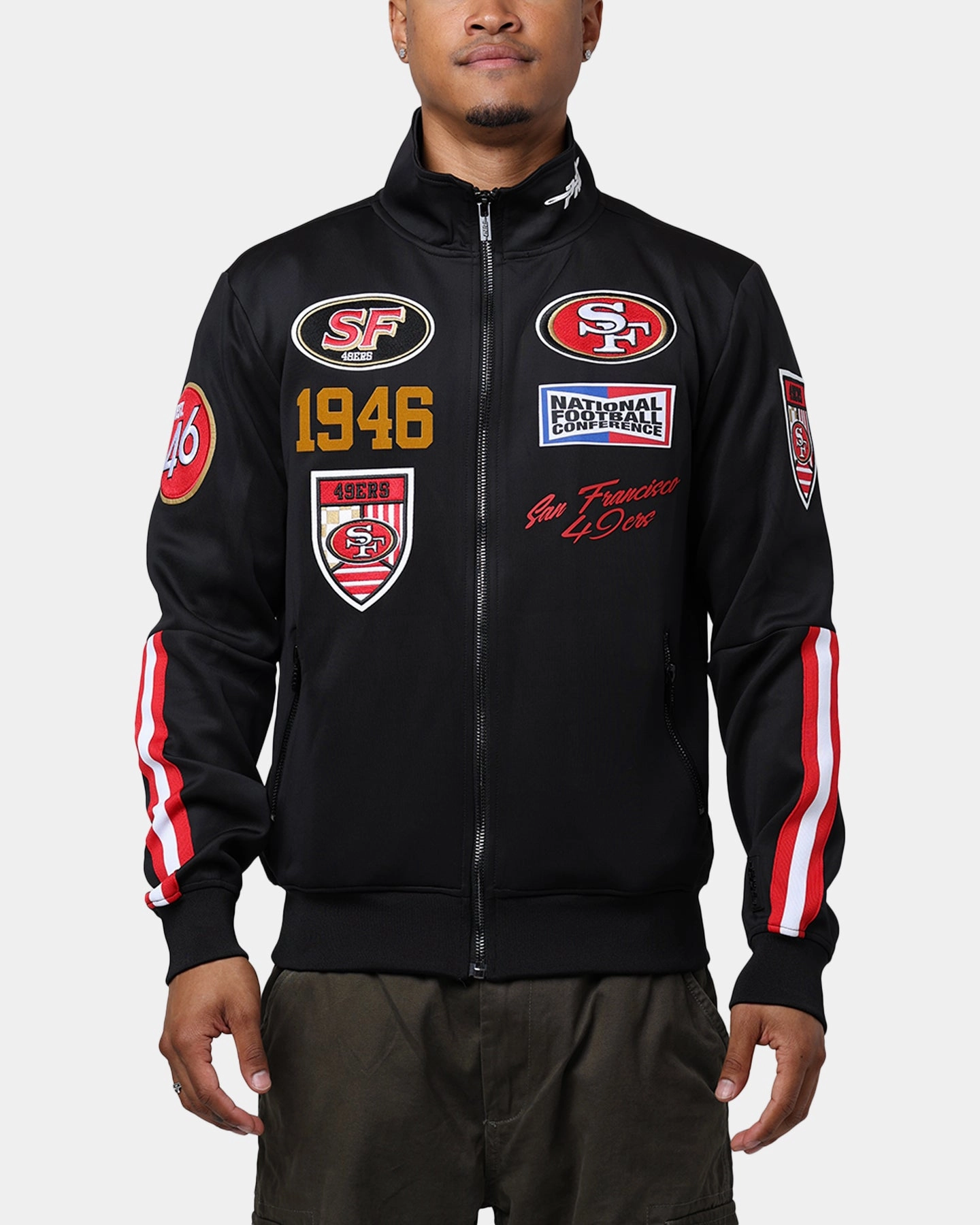 Tapered Silhouette Danger Pro Standard San Francisco 49ers Fast Lane Track Jacket Black/Red