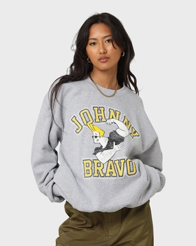 American Thrift X Johnny Bravo Johnny Bravo Crewneck Grey Flexible Neckband BreathableMeshLining