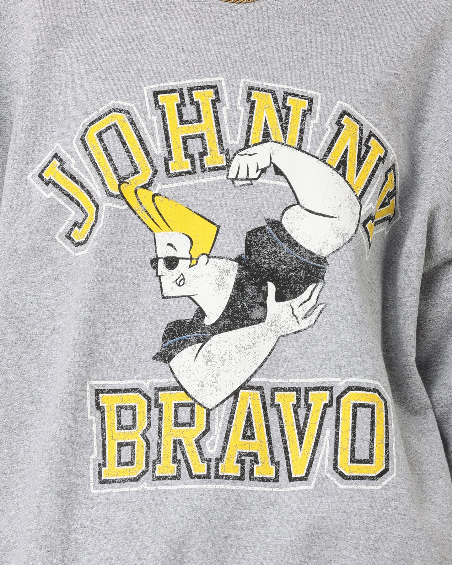 Geometric Print American Thrift X Johnny Bravo Johnny Bravo Crewneck Grey
