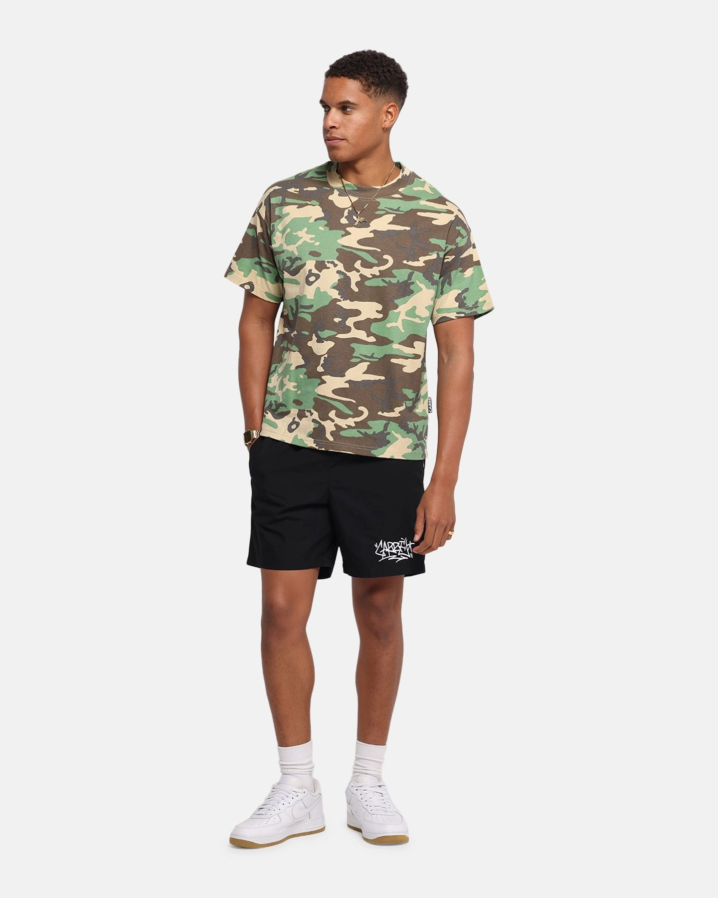 OversizedSilhouette Carr?? Blanc T-Shirt Woodland Camo