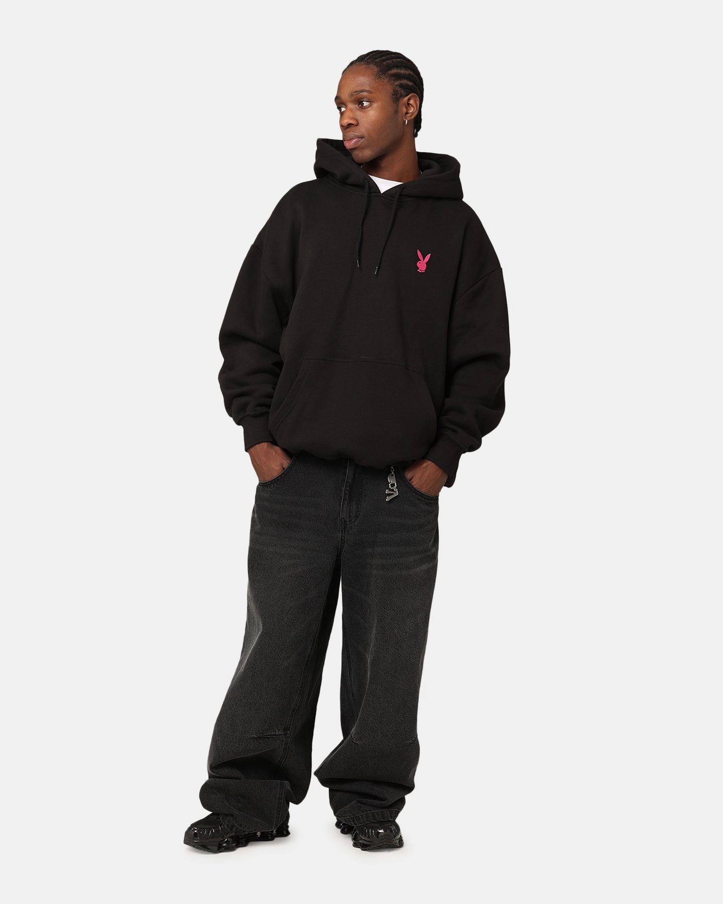 Anti Static Material Flex Mobility System Playboy Bunny Basics Oversized Hoodie Black