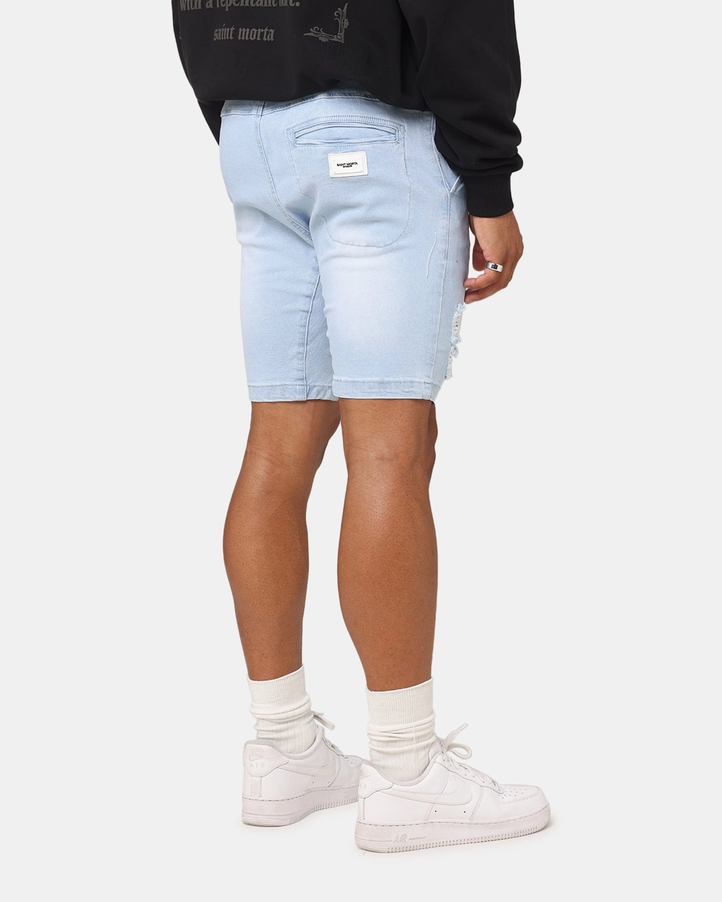 Saint Morta Annex V2 Denim Shorts Pale Blue Reinforced Seams
