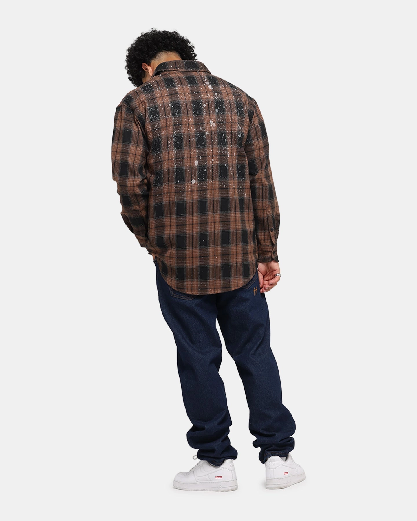 Sustainable production Dressy look Saint Morta Spray Long Sleeve Flannel Shirt Brown