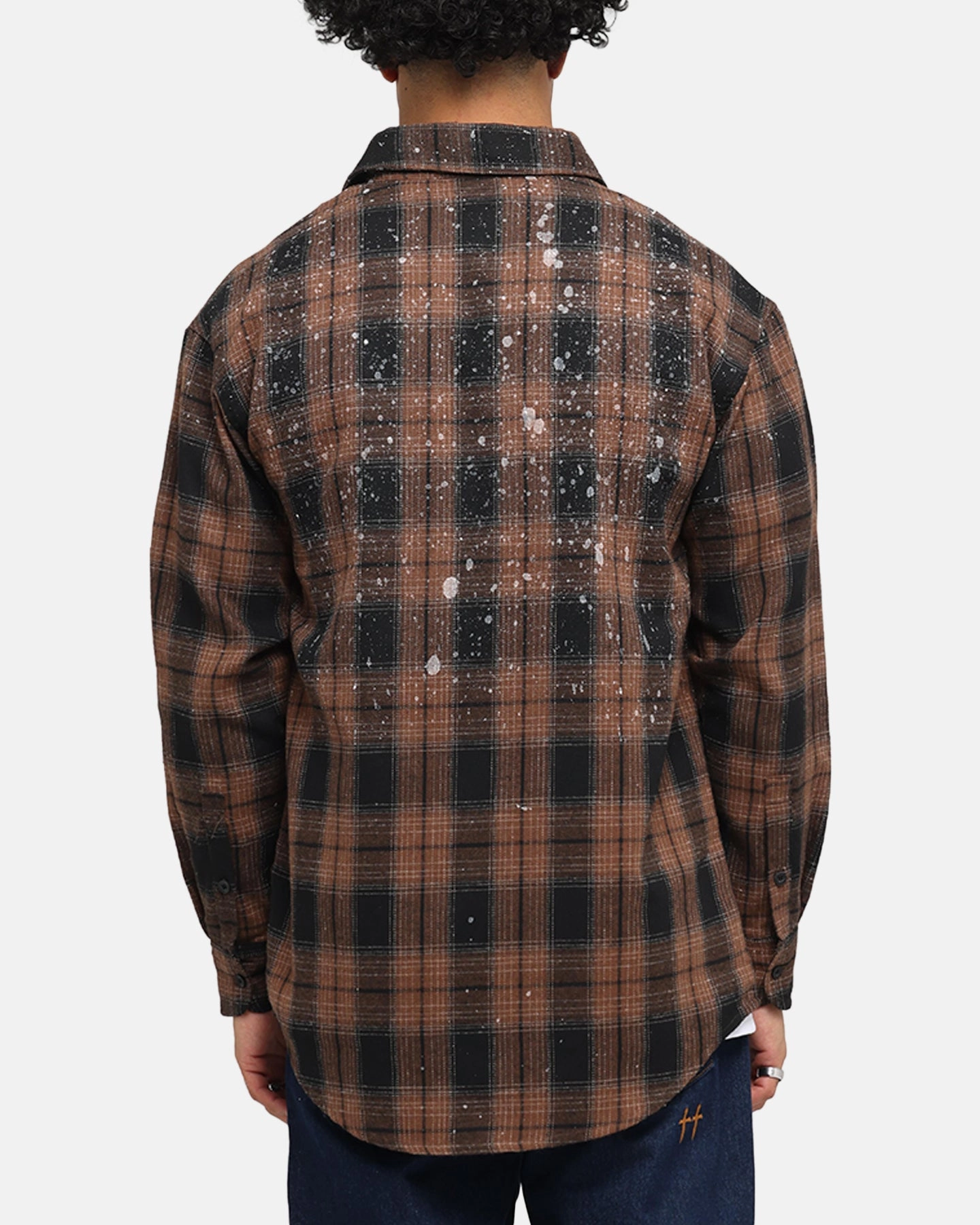 Saint Morta Spray Long Sleeve Flannel Shirt Brown Bold Statement