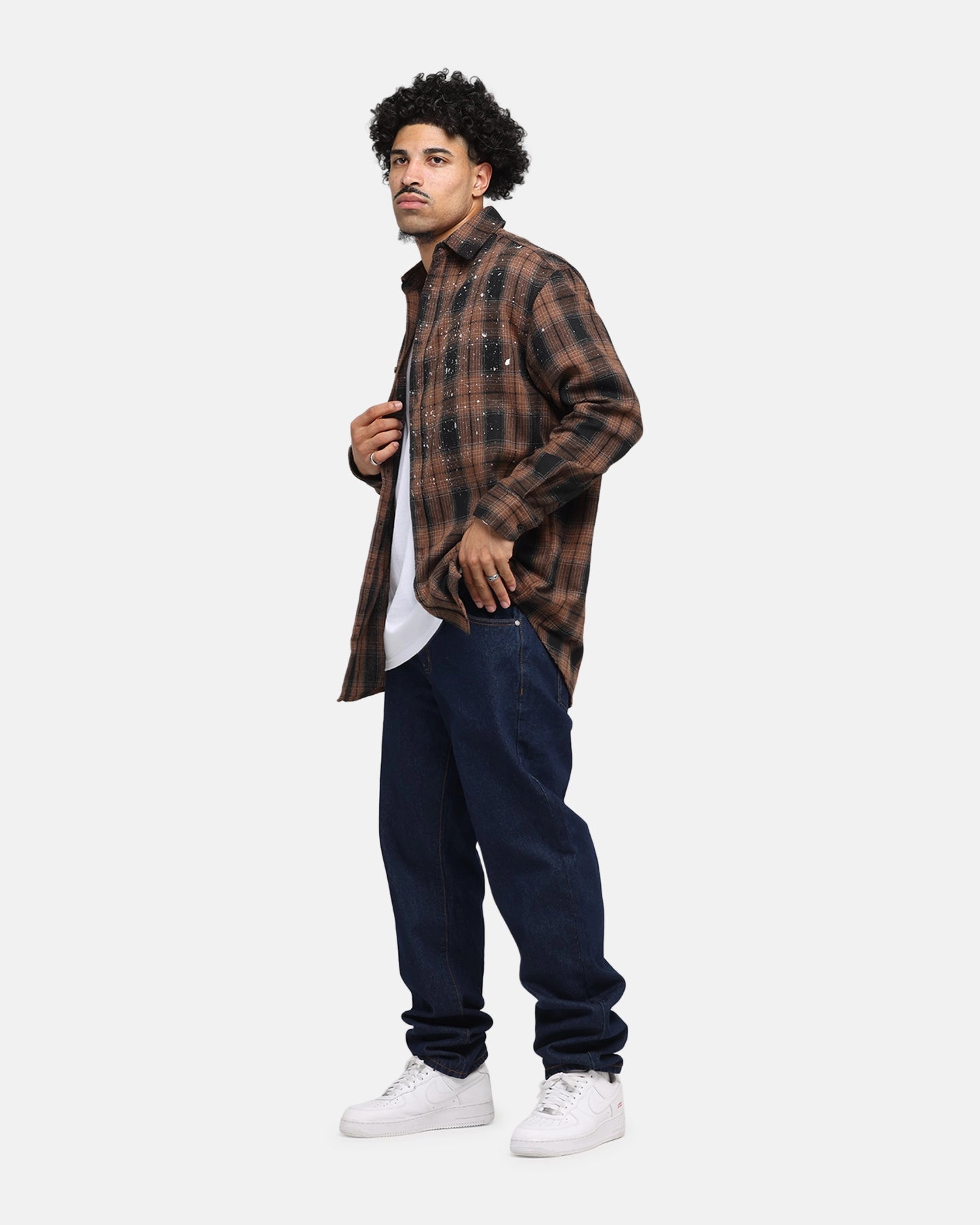Non Restrictive Fit Saint Morta Spray Long Sleeve Flannel Shirt Brown