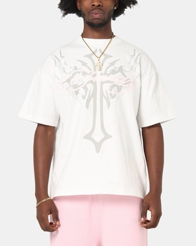 Ed Hardy Trinity Rhinestone T-Shirt Off White AntiPilling
