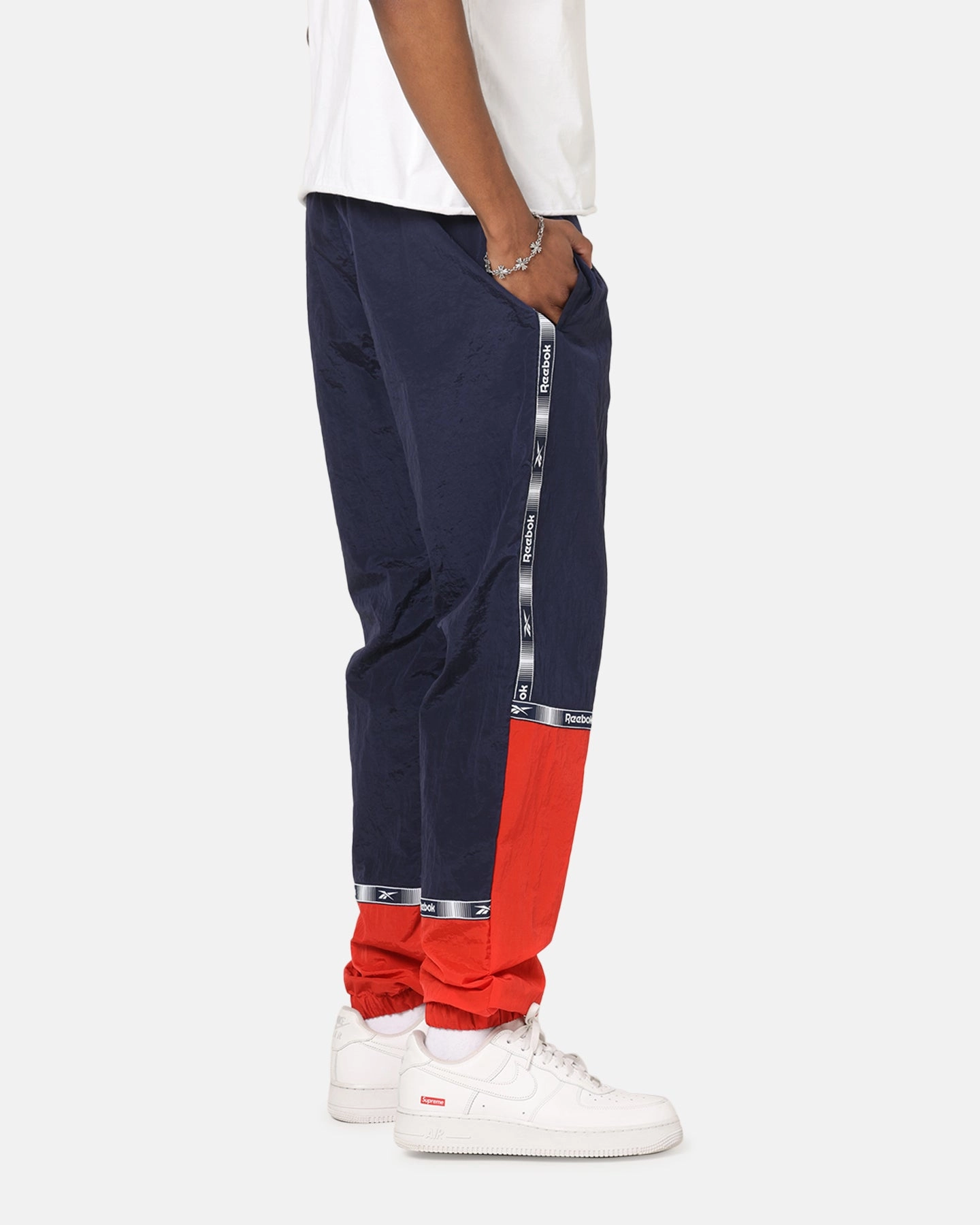 Reebok Colour Block Joggers Navy/Red RecyclablePackaging