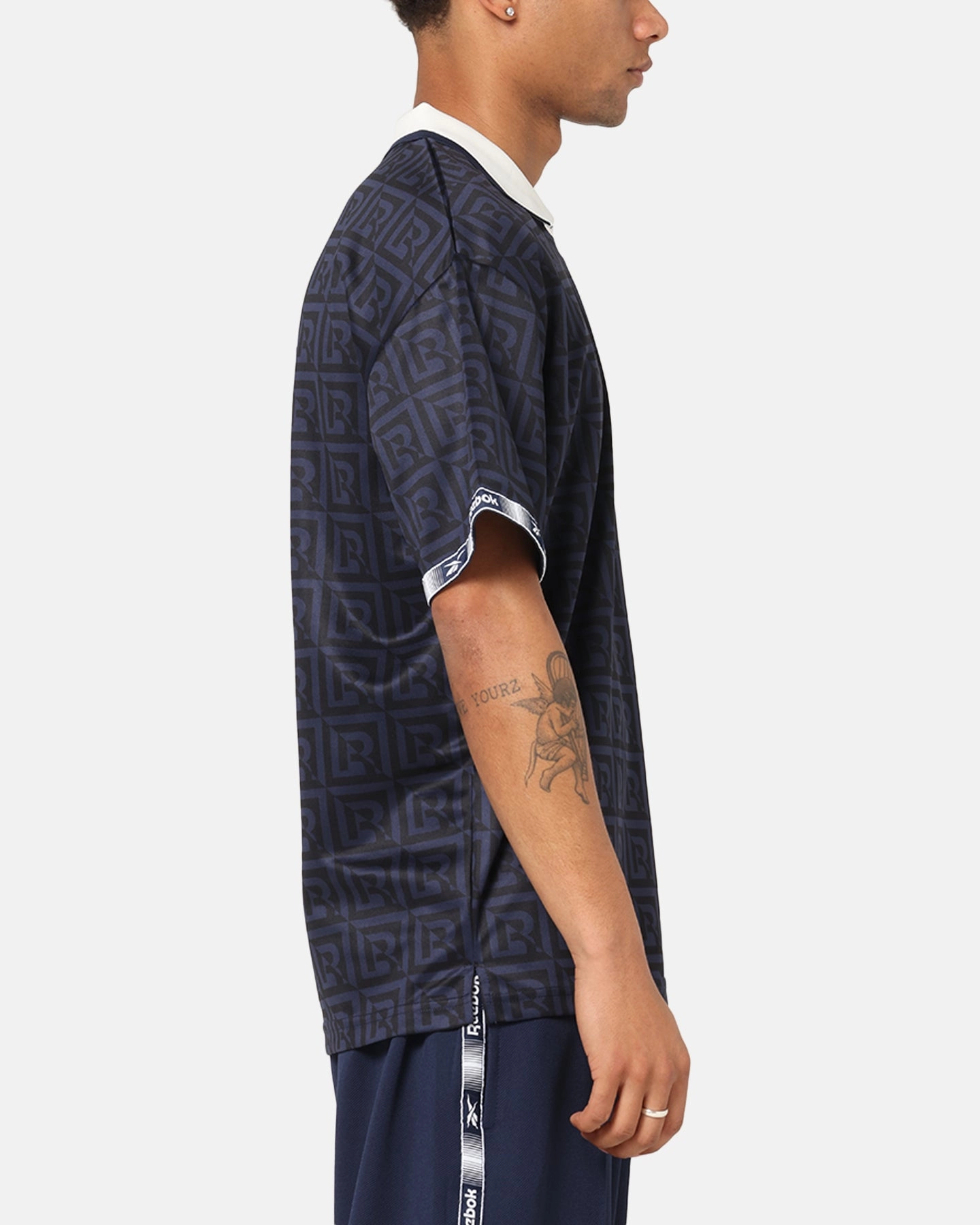 Easy Movement Adaptive Fit System Reebok Monogram Football Polo T-Shirt Navy